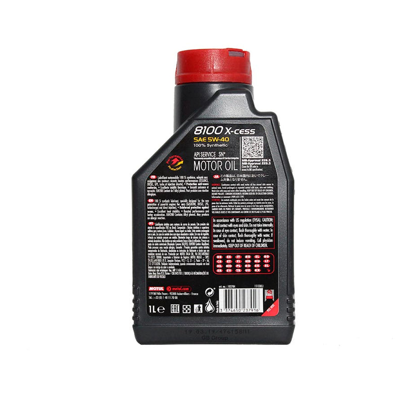 Motul 8100 X-cess SAE 5W40 SN ACEA A3/B4 lubricante 100% sintético botella de 1 litro 102784.