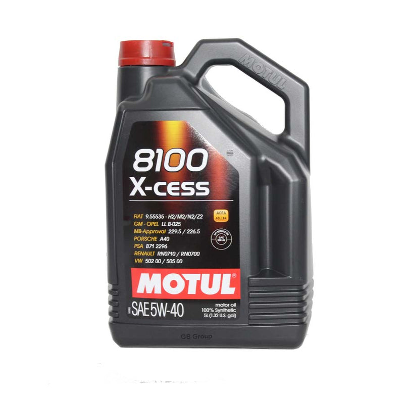 Motul 8100 X-cess SAE 5W40 SN ACEA A3/B4 lubricante 100% sintético garrafa de 5 litros 102870 111776