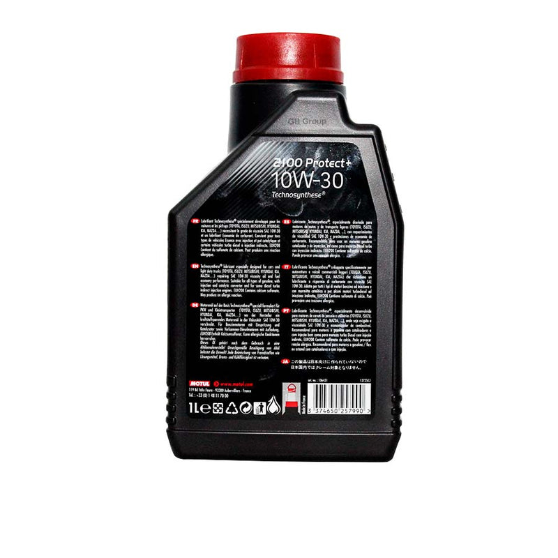 Motul 2100 Protec+ SAE 10W30 SL Technosynthese botella de 1 litro 106431.