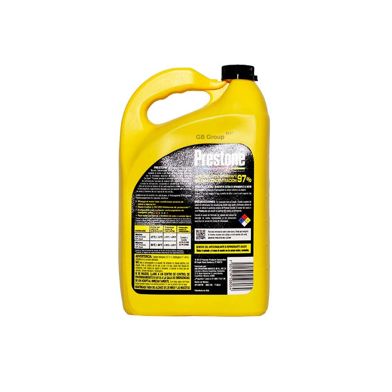 Prestone Anticongelante-Refrigerante amarillo Máxima Concentración COR GUARD 97% galón de 3.78 lts. AF12097M.