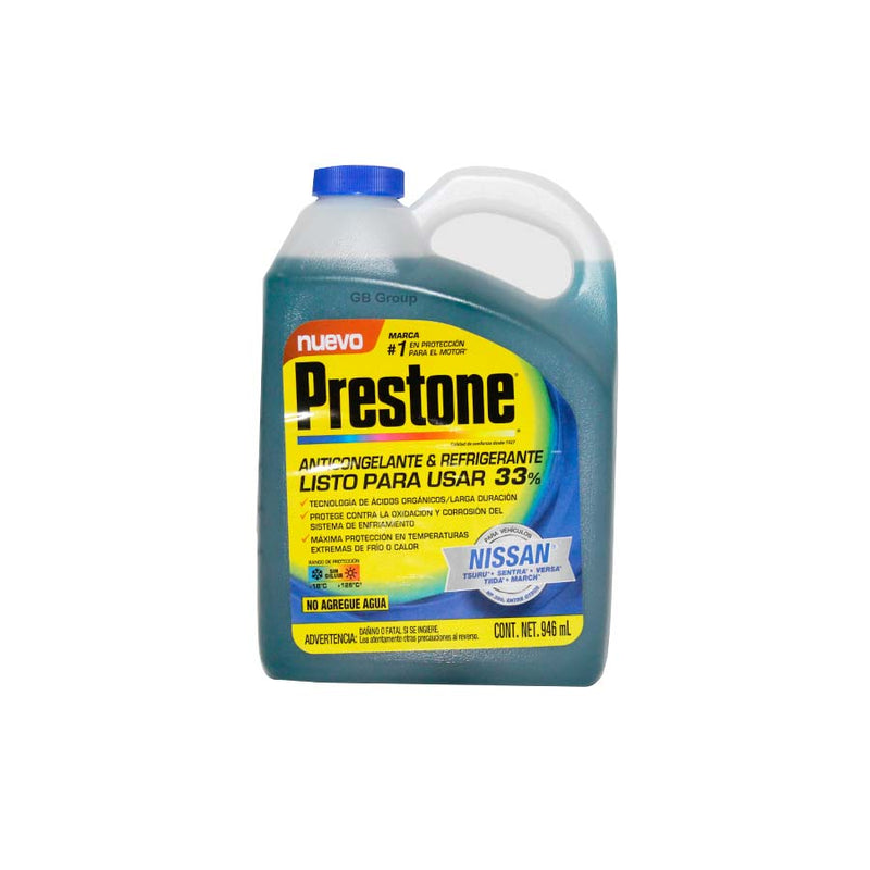 Prestone Anticongelante-Refrigerante azul listo para usar 33% galón 3.78 litros. AF9033M1.