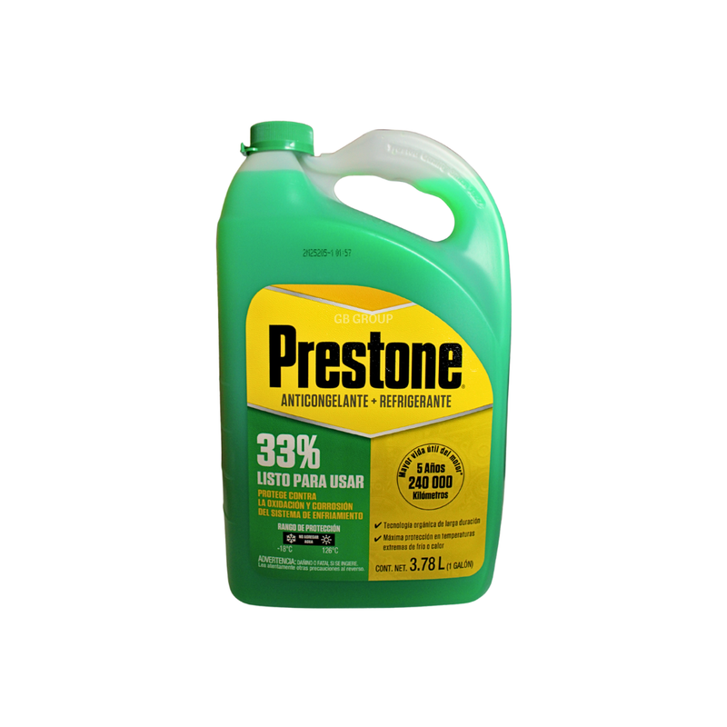 Prestone Anticongelante-Refrigerante verde listo para usar 33% galón de 3.78 litros. AF9033MV.