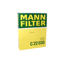 C22035 Mann filtro para aire de Seat Toledo 3 cilindros, 1.0 litros TSI 2018-19, VW Up 3 cilindros, 1.0 litros 2018-19. 04C129620A.