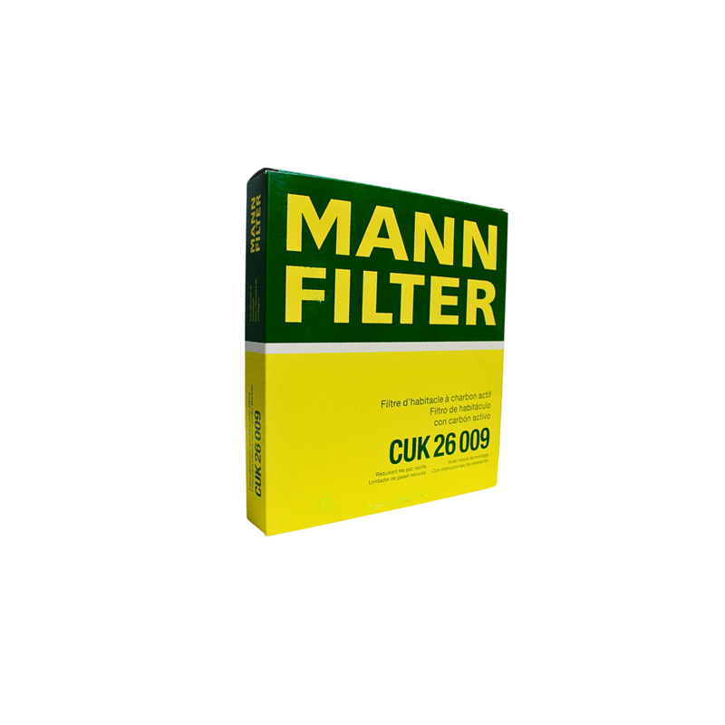 CUK26009 Mann filtro para aire de cabina con carbón activado de Seat León 4 cilindros, 1.4 litros 2014-19, Volkswagen Golf VII GTI 4 cilindros, 2.0 litros 2016. LAK888 WP10159.