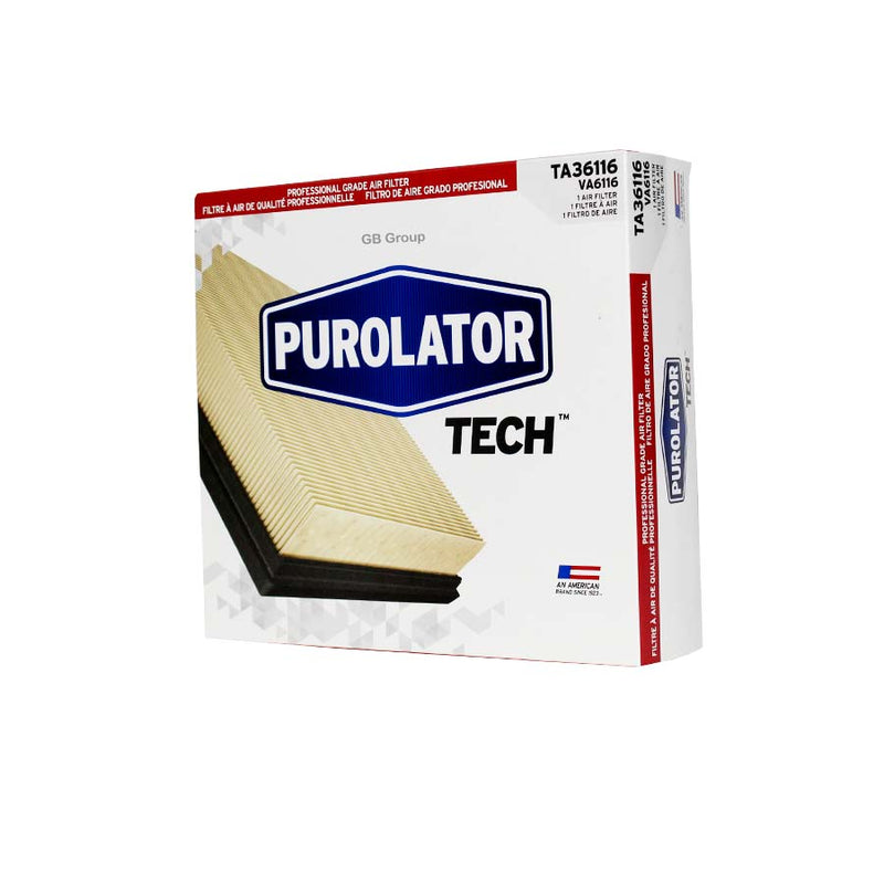 TA36116 Purolator Tech filtro para aire de Toyota Sienna V6, 3.5 litros 2011-18, Dodge Durango V6, 3.6 litros 2014-18. 143-3012 CA10755 GA-478 F-107A55 TA36116 A-33410 49756.