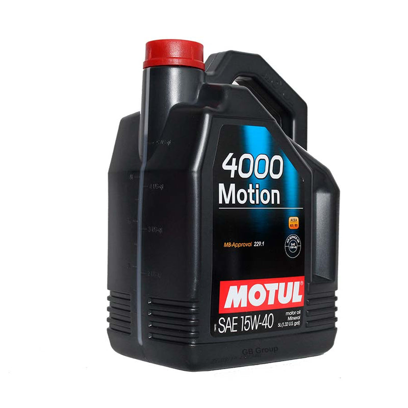 Motul 4000 Motion SAE 15W40 SN ACEA A3/B3 lubricante mineral garrafa de 5 litros 100295.