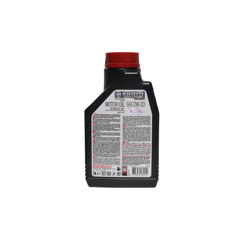 Motul Hybrid 0W20 100% sintético para vehículos híbridos-eléctricos e híbridos recargables SN SN-RC ILSAC GF-5 botella de 1 litro 107141.