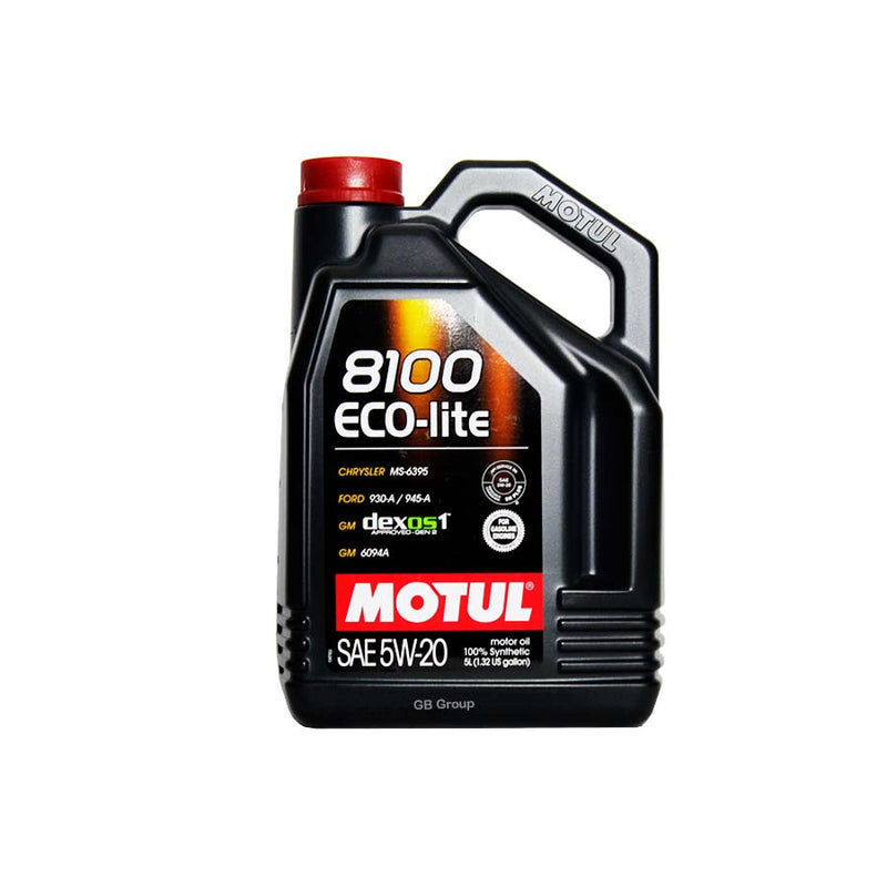 Motul 8100 Eco-Lite gen2 SAE 5W20 SN DEXOS 1 100% sintético garrafa de 5 litros 109104.